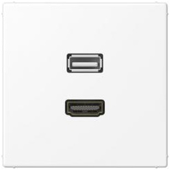 Jung Multimedia-Einsatz HDMI / USB (schneeweiß matt)