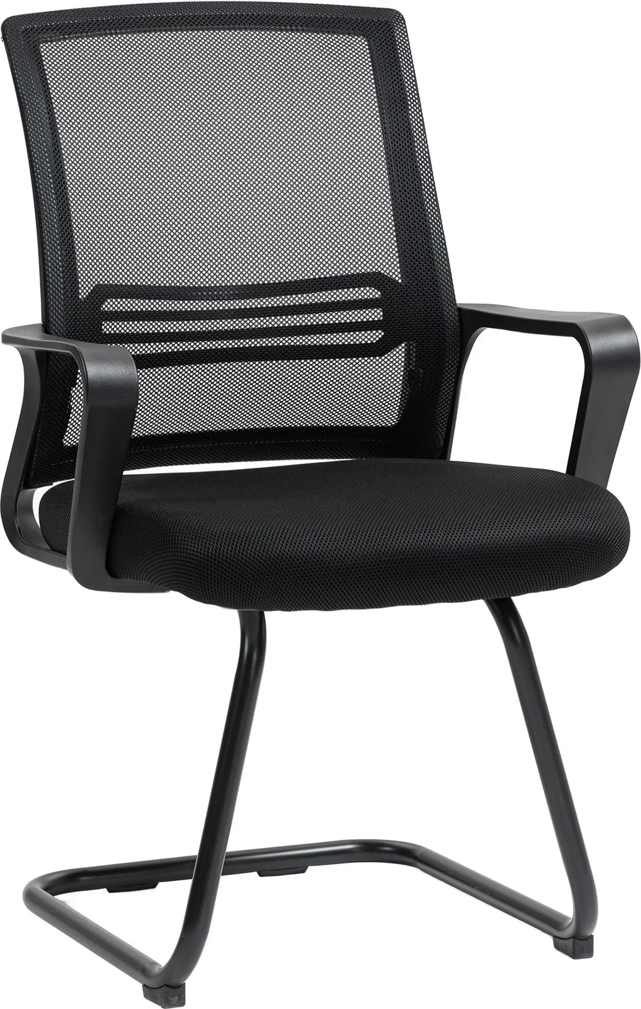 HOMCOM Bürostuhl Freischwinger Besucherstuhl mit Armlehne, Kufenbasis Ergonomischer Schwingstuhl Konferenzstuhl Bürostühle für Büro, Konferenzraum, Arbeitszimmer Schwarz   Aosom