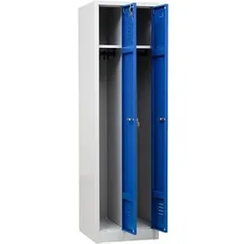 Gürkan Spind lichtgrau, enzianblau 103488, 2 Schließfächer 60,0 x 50,0 x 180,0 cm