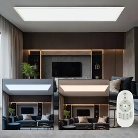 GLOBO Aufbau Panel LED Deckenleuchte dimmbar mit Fernbedienung Tageslichtlampe Deckenlampe weiß, 40W 2200lm warmweiß-kaltweiß, LxH 120 cm