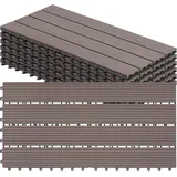 Woltu Wpc Terrassenfliesen Terrassendielen Holz-Optik 30x60cm, Fliese Bodenfliese Klickfliese mit klicksystem Bodenbelag (6 Stück / 1 m2)