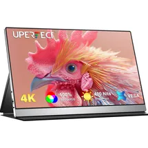 UPERFECT Portable Monitor 4K 15,6 Zoll Mobile Display mit 3840 * 2160 UHD 100% AdobesRGB 1200:1 Kontrast IPS Screen für Laptop PC Handy PS4/5 Xbo Switch Raspb Pi, Metallgehäuse, VESA-kompatibel