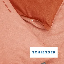 SCHIESSER Doubleface Renforcé apricot/kupfer 155 x 220 cm + 80 x 80 cm