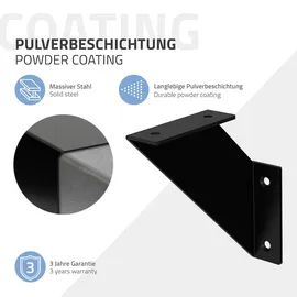 ML-Design Regalhalterung 2er Set 15 cm Schwarz, Metall, dreieckige Regalwinkel, schwebende Wandhalterung 90°, Wandkonsole Wandregal Regalstütze