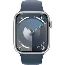 Apple Watch Series 9 GPS 45 mm Aluminiumgehäuse silber, Sportarmband sturmblau M/L