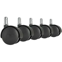 Kadima Design Premium Bürostuhlrollen für Hartböden: Langlebig & gleitfähig, 5er Set, 50 mm Rollendurchmesser, schwarz, Kunststoff