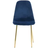 VCM Polar Esszimmerstuhl Velour Blau Messing dekor.
