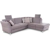 CAVADORE Schlafsofa Trend / Skandinavisches Ecksofa mit Federkern, Bettfunktion, Stauraum in der Ottomane und 2 Kopfstützen / 249 x 86 x 162 / Chenille, Rosa