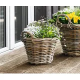 Dekoleidenschaft Pflanzkorb Rattan Ø 30 x 28 cm Grau