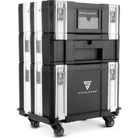 STAHLWERK Mobiles Toolbox Set mit 3 Werkzeugkoffern Rollbrett und Lenkrollen