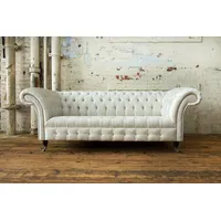 Xlmoebel Sofa Maßgeschneidertes Chesterfield-Polstersofa aus Leder und Stoff für das, Hergestellt in Europa weiß