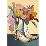 reinders Wandbild 50 x 70 cm Flower Boots Holz Bunt