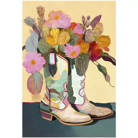 reinders Wandbild 50 x 70 cm Flower Boots Holz Bunt