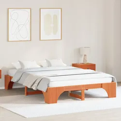 Bettgestell Gewachst Braun Holz Standard Doppel Langlebig