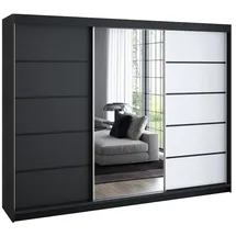 A&J MöbelLand Schiebetürenschrank VILUNO 200 x 215 x 59,5 cm Schwarz/Weiß