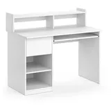 Vicco Schreibtisch Keno Weiß, Computertisch Monitorständer