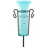 Oramics Regenmesser Erdspieß Metall 75cm Regenmengenmesser bis zu max. 40mm/m2 Regenmesser (Wetterstation mit großer Skala, um Regenmenge zu messen) weiß