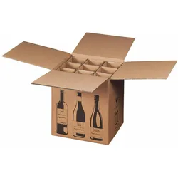 VEPATIM 5x Weinversandkarton für  9 Weinflaschen mit DHL & UPS Zertifizierung