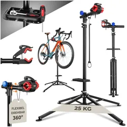 tectake® Fahrradmontageständer, klappbar, für alle gängigen Modelle, lackschonend, inklusive Werkzeugablage
