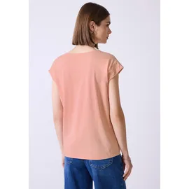 street one studio STREET ONE STUDIO, Damen, Gr. 36, pink (dusty pink), Web, 100% Baumwolle, unifarben, normal normal, Rundhals, Bündchen, Shirts T-Shirt, aus reiner Baumwolle