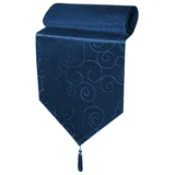 Haus und Deko Tischdecke Tischläufer Damast Ornamente klassisch Tischdecke (1-tlg) blau 210 cm x 33 cm