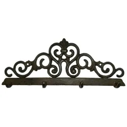 Wandgarderobe Gusseisen Antik Rostlook Ornament mit 4 Haken