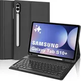 FOGARI Tastatur Hülle für Samsung Galaxy Tab S10 Plus 2024, Keyboard Cover mit Magnetisch Abnehmbarer Deutscher Bluetooth Tastatur für Samsung Galaxy Tab S10+ 12.4'' 2024, Schwarz