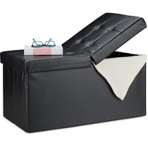 Relaxdays Sitzbank Truhenbank Schwarz