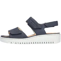 Sandale WALDLÄUFER "K-VALERIE", Damen, Gr. 6,5, blau (dunkelblau), Nubukleder, unifarben, klassisch, Schuhe, Sommerschuh, Sandalette in Extraweite K für den kräftigen Fuß