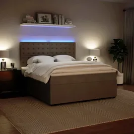 vidaXL Boxspringbett mit Matratze Hellgrau 180x200 cm Samt