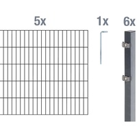 GAH ALBERTS Doppelstabmattenzaun-Set 5 Matten 1,40 x 10 m anthrazit