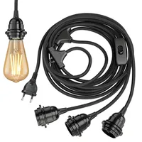 ledscom.de Textilkabel LEKA, Stecker, Schalter, schwarz 8 m, Lampen-Fassung, 3x E27 max. 60W