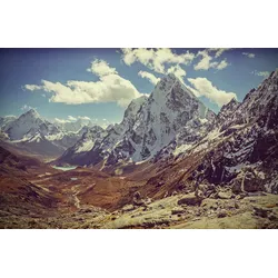 Fototapete PAPERMOON "GEBIRGE-ALPEN LANDSCHAFT BERGE SEE NATUR WOLKEN HIMMEL", bunt, B:3,50m L:2,60m, Vlies, Tapeten