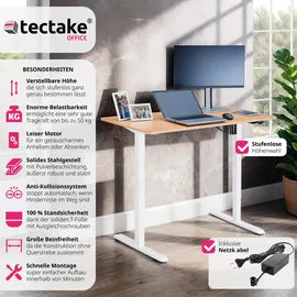 Tectake tectake® Elektrisch höhenverstellbarer Schreibtisch Skadi 120 x 60 x 73,5 - 118 cm