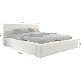 FEDVE Polsterbett Mendocino aus Bouclé-Stoff 200x200 Beige - Beige