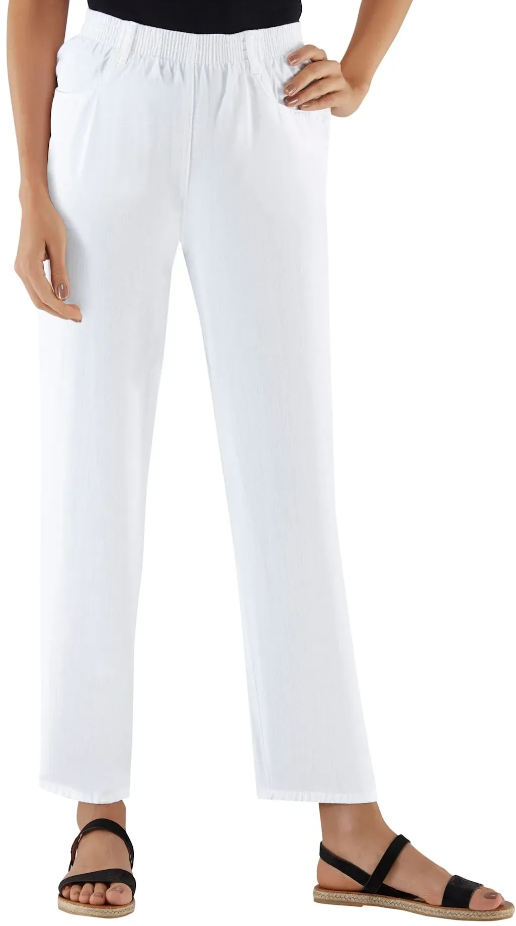 Schlupfhose CLASSIC BASICS, Damen, Gr. 48, Normalgrößen, weiß, 100% Baumwolle, unifarben, lang, Hosen Schlupfhose, Topseller