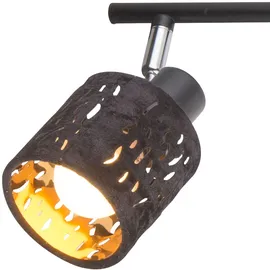 GLOBO Deckenlampe Deckenleuchte Spotlampe Spotleiste Wohnzimmerlampe, 4 Flammig Spots beweglich, Metall schwarz Samtschirme gold, E14 Fassungen, LxH 84x16cm
