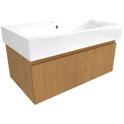 Badezimmerschrank mit Waschbecken SAT Evolution 78x30x44,5 cm honigmatt Eiche SATEVO80DMU2