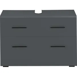 INOSIGN Waschbeckenunterschrank INOSIGN "Skara", grau (anthrazit, anthrazit), B:80cm H:55cm T:35cm, Spanplatte, Schränke, Waschbeckenunterschrank, mit Klappe und Schubkasten, schwarze Griffe, Breite 80 cm, Höhe 55 cm