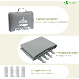 VOUNOT VOUNOT® Sonnensegel Rechteckig mit Befestigung Set, 3x2m, Grau