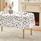 Retro Tischdecke Abwaschbar Oval, Gartentischdecke für Outdoor Braune Polka-Dots, Tischdecke Farbverlauf Weiß Wasserabweisend, Tischtuch für Küche, Restaurant, Hochzeit, Bankett (160x260 cm) A195