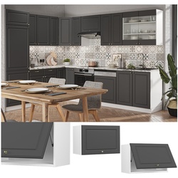 Vicco Hängeschrank Küchenschrank Küchenmöbel Fame-Line Weiß Anthrazit-Gold Landhaus 60 cm Küche Einbauküche Hängeschrank Klapptür Dunstabzugshaube Küchenzeile