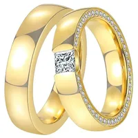 DOOSTI Trauring Schmuck Geschenk Edelstahl Trauring Ehering Partnerring LIEBE, wahlweise mit oder ohne Zirkonia gelb|goldfarben 64