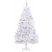 vidaXL Künstlicher klappbarer Weihnachtsbaum Weiß 210 cm