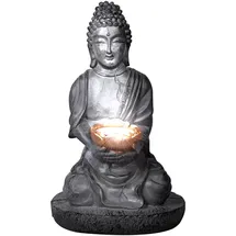 GLOBO LED Solarleuchte BUDDHA Kunststoff in grau