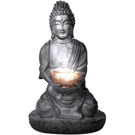 GLOBO LED Solarleuchte BUDDHA Kunststoff in grau
