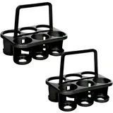 Novaliv 2x Flaschenträger für 12 Flaschen - Stabiler Halt - Getränkekorb Kunststoff, Stapelbar, 32x23x28cm Anthrazit - Ideal für Küche & Keller G