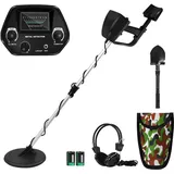 HENGMEI Metalldetektor für Kinder Kinderdetektor Leichte Einstellbar wasserdichte Metalldetektor Handheld Detektor mit LCD-Display und Suchspule Inklusive Schaufel