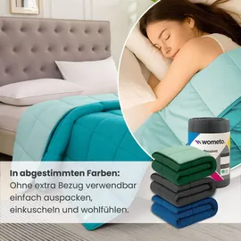 Wometo Steppbett 155x220 Oeko-TEX Wende-Design türkis – hellblau