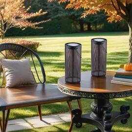 Marrakesch Orient & Mediterran Interior 2er Set Solarlaterne Solar Laterne Lampe Deko Balkon Garten Bamba Schwarz